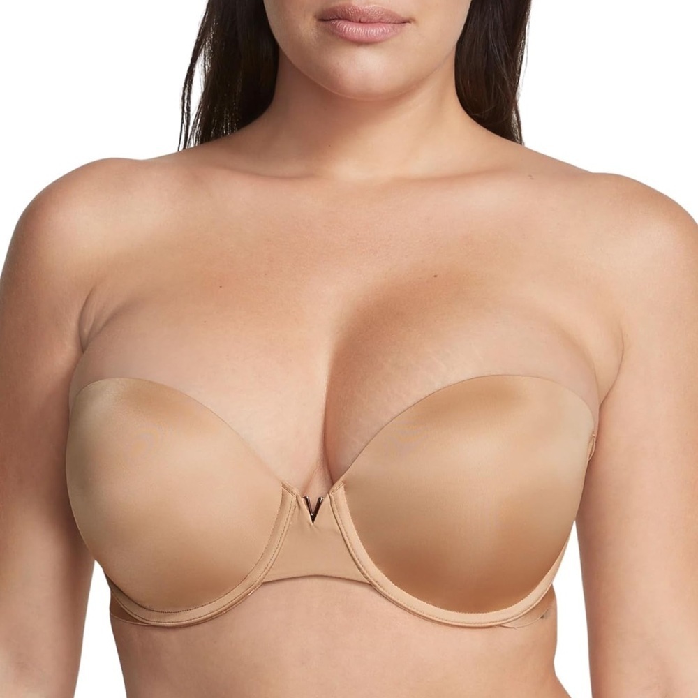Victoria's Secret Sexy illusions Strapless Bra push-up grip Lined uplift praline